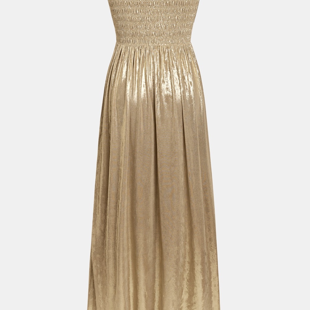 NWT Cupshe Golden Goddess Smocked Bodice Maxi Dress, Small